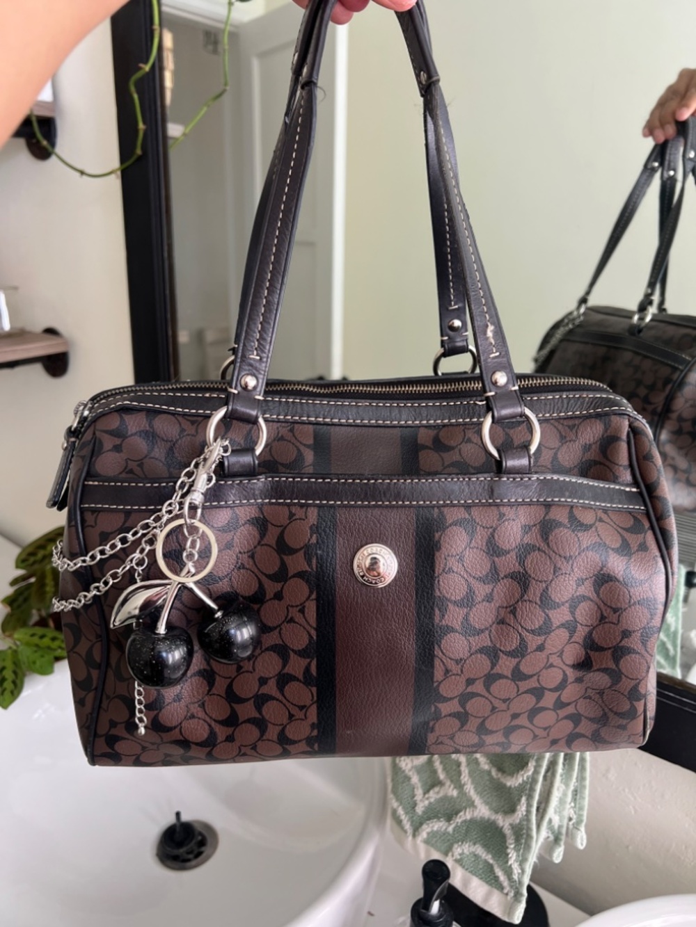 Iconic Coach Chelsea Heritage Signature Striped Satchel